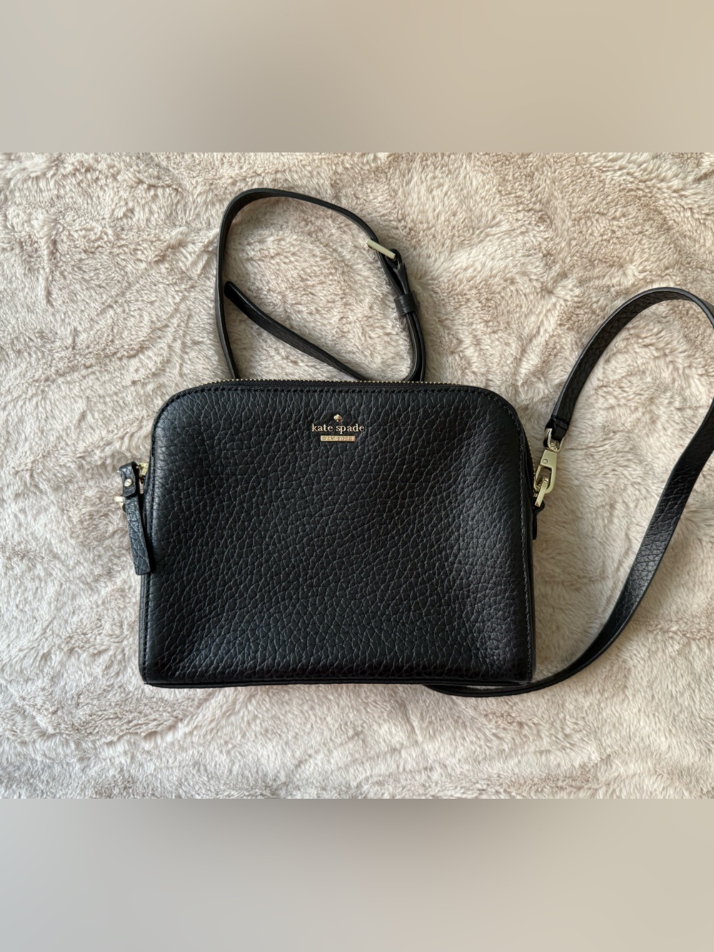 Kate Spade Black Pebbled Leather Dome Crossbody Bag
